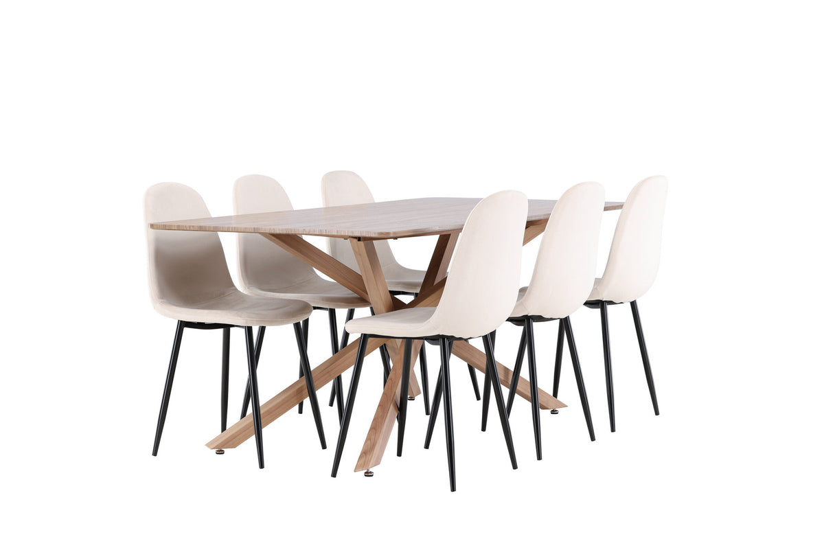 Piazza Esstisch mit Polar Stühlen in Beige präsentiert im Onlineshop von KAQTU Design AG. Esszimmerset ist von Venture Home