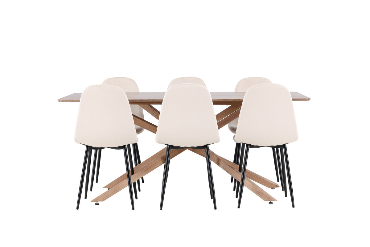Piazza Esstisch mit Polar Stühlen in Beige präsentiert im Onlineshop von KAQTU Design AG. Esszimmerset ist von Venture Home