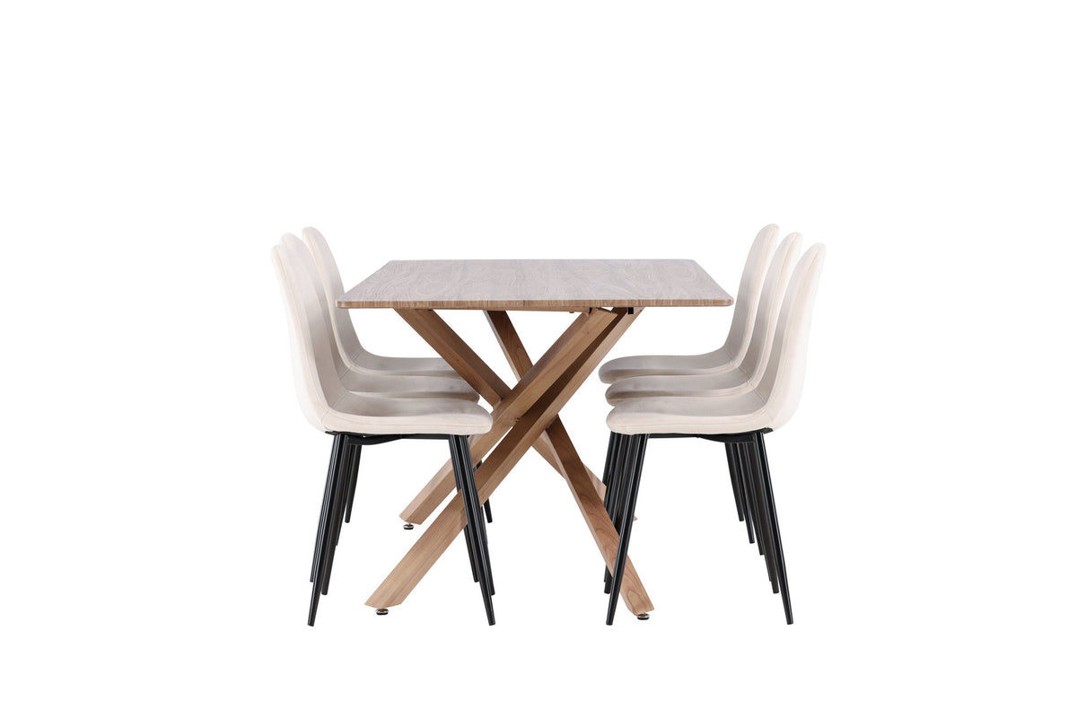 Piazza Esstisch mit Polar Stühlen in Beige präsentiert im Onlineshop von KAQTU Design AG. Esszimmerset ist von Venture Home
