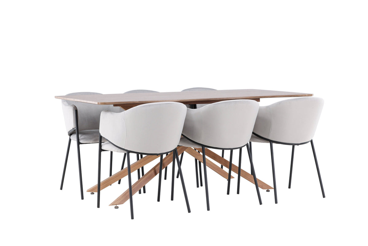 Piazza Esstisch mit Evelina Stühlen in Grau präsentiert im Onlineshop von KAQTU Design AG. Esszimmerset ist von Venture Home