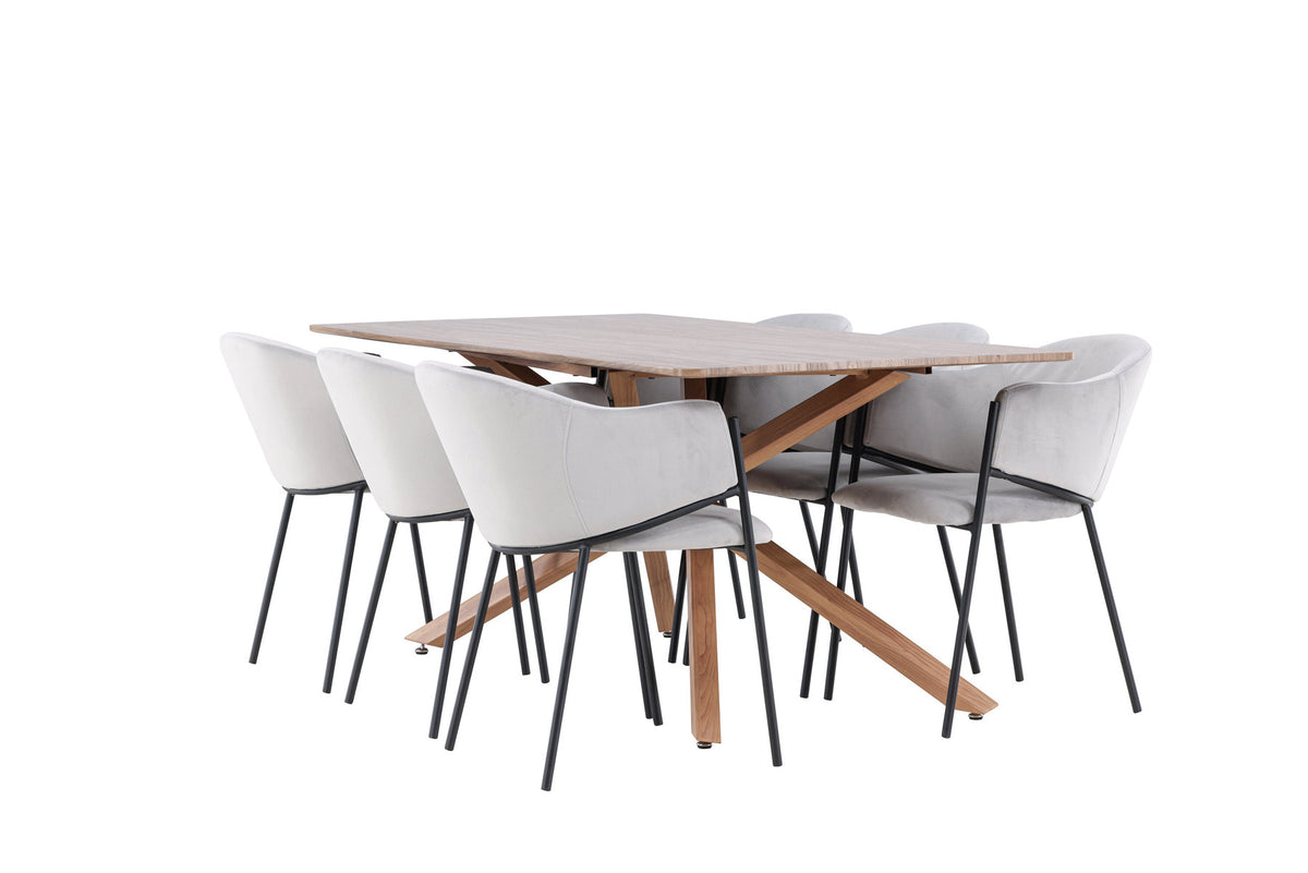 Piazza Esstisch mit Evelina Stühlen in Grau präsentiert im Onlineshop von KAQTU Design AG. Esszimmerset ist von Venture Home