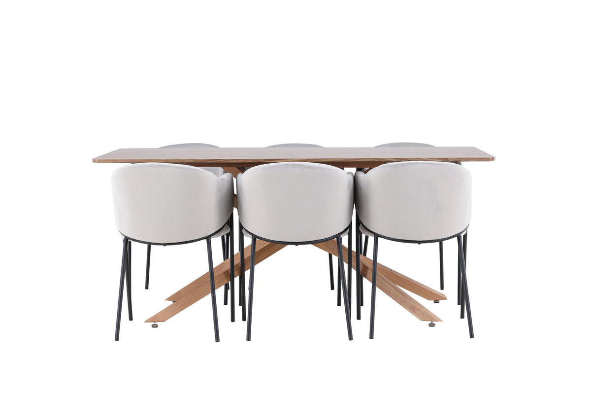 Piazza Esstisch mit Evelina Stühlen in Grau präsentiert im Onlineshop von KAQTU Design AG. Esszimmerset ist von Venture Home
