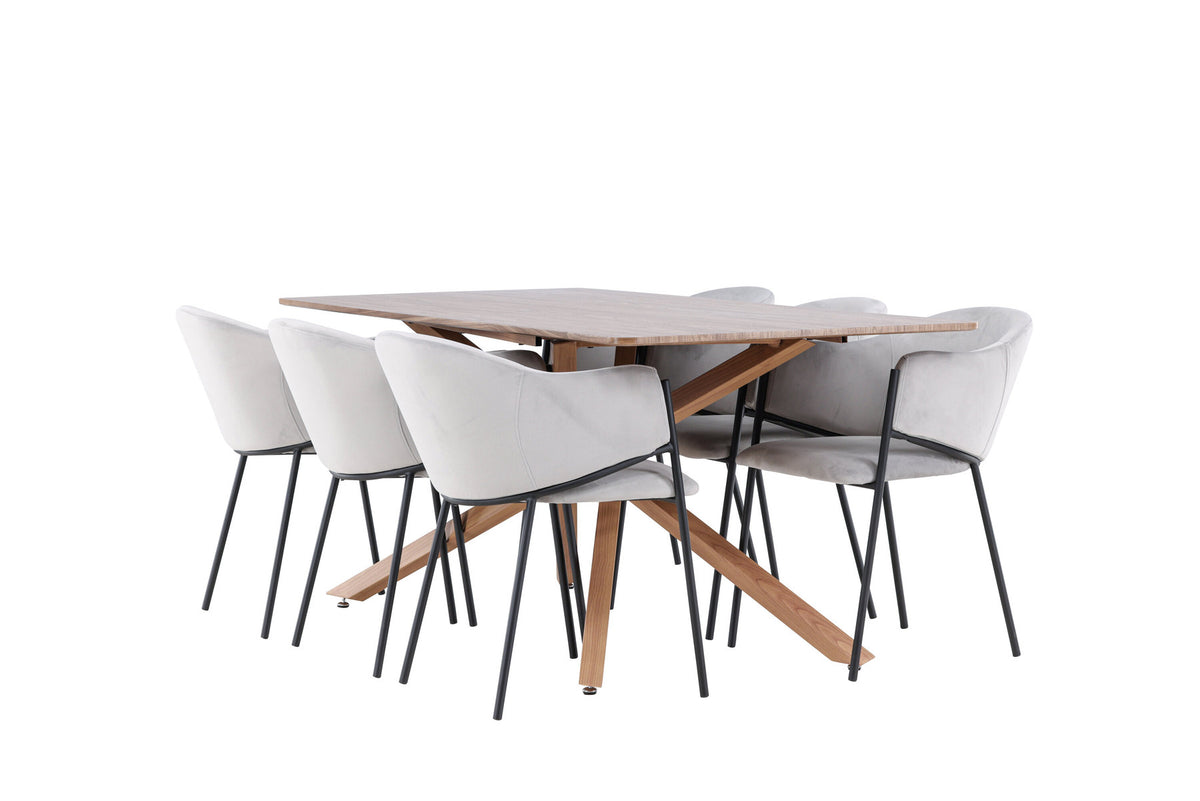 Piazza Esstisch mit Evelina Stühlen in Grau präsentiert im Onlineshop von KAQTU Design AG. Esszimmerset ist von Venture Home