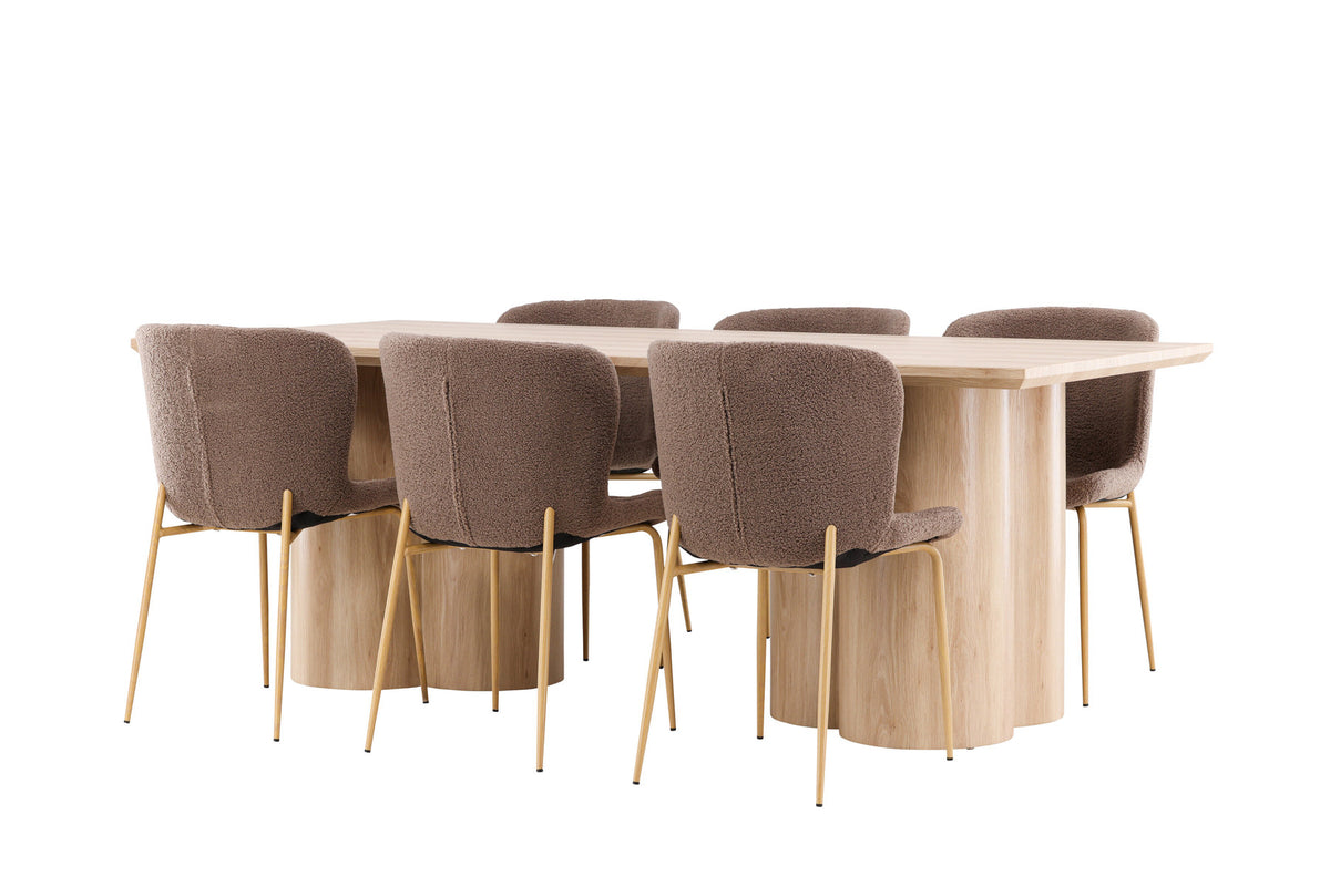 Olivia Esstisch mit Modesto Stühlen in Braun präsentiert im Onlineshop von KAQTU Design AG. Esszimmerset ist von Venture Home