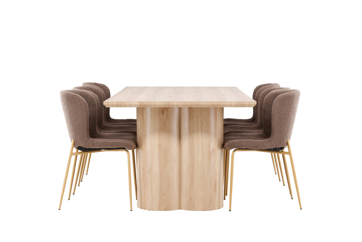 Olivia Esstisch mit Modesto Stühlen in Braun präsentiert im Onlineshop von KAQTU Design AG. Esszimmerset ist von Venture Home