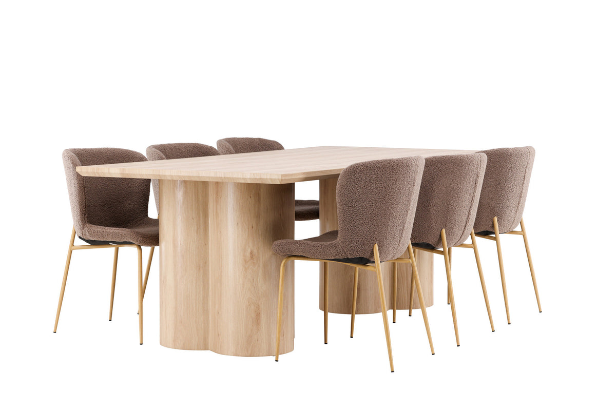 Olivia Esstisch mit Modesto Stühlen in Braun präsentiert im Onlineshop von KAQTU Design AG. Esszimmerset ist von Venture Home