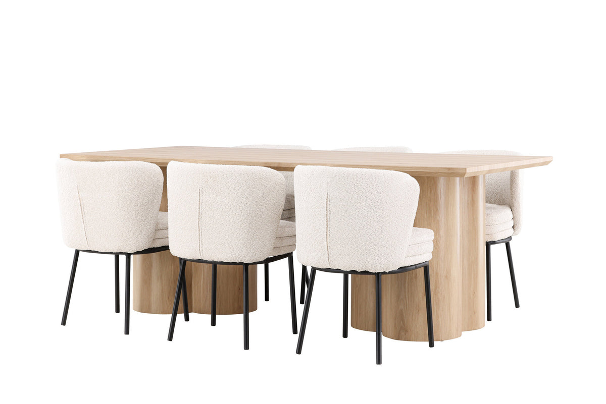 Olivia Esstisch mit Agnes Stühlen in Weiss präsentiert im Onlineshop von KAQTU Design AG. Esszimmerset ist von Venture Home