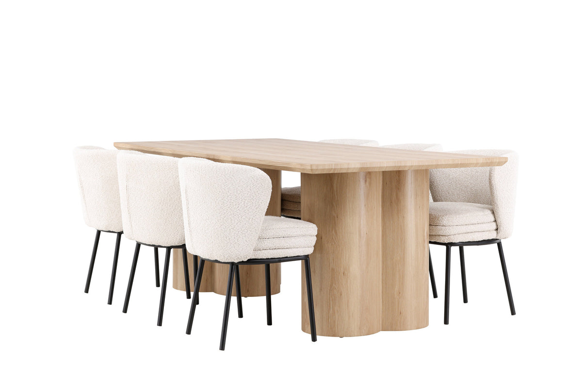 Olivia Esstisch mit Agnes Stühlen in Weiss präsentiert im Onlineshop von KAQTU Design AG. Esszimmerset ist von Venture Home