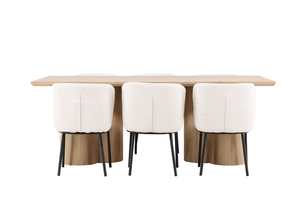 Olivia Esstisch mit Agnes Stühlen in Weiss präsentiert im Onlineshop von KAQTU Design AG. Esszimmerset ist von Venture Home