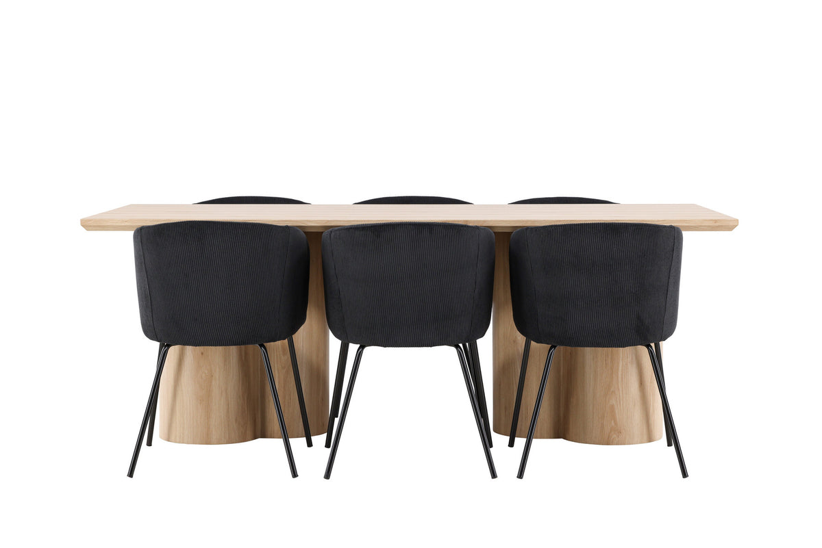Olivia Esstisch mit Stühlen von Berit in Schwarz präsentiert im Onlineshop von KAQTU Design AG. Esszimmerset ist von Venture Home