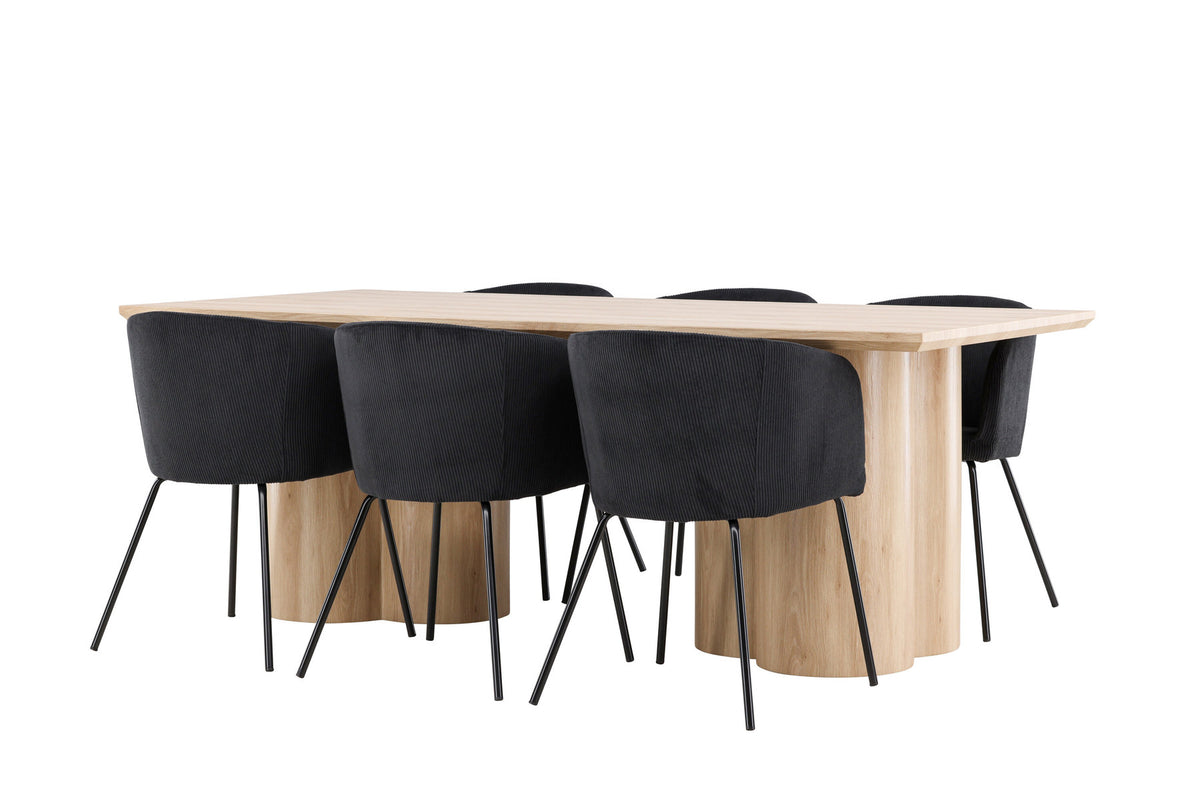 Olivia Esstisch mit Stühlen von Berit in Schwarz präsentiert im Onlineshop von KAQTU Design AG. Esszimmerset ist von Venture Home