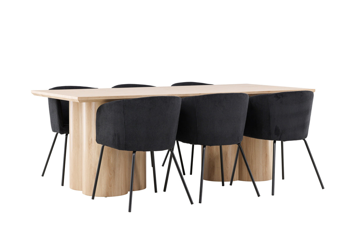 Olivia Esstisch mit Stühlen von Berit in Schwarz präsentiert im Onlineshop von KAQTU Design AG. Esszimmerset ist von Venture Home