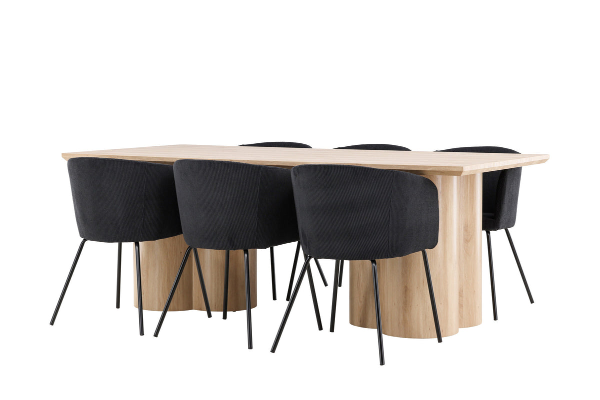 Olivia Esstisch mit Stühlen von Berit in Schwarz präsentiert im Onlineshop von KAQTU Design AG. Esszimmerset ist von Venture Home