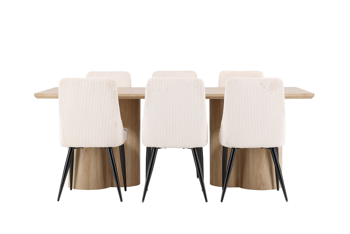 Olivia Esstisch mit Leone Stühlen in Beige präsentiert im Onlineshop von KAQTU Design AG. Esszimmerset ist von Venture Home