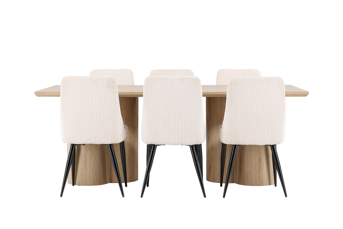 Olivia Esstisch mit Leone Stühlen in Beige präsentiert im Onlineshop von KAQTU Design AG. Esszimmerset ist von Venture Home