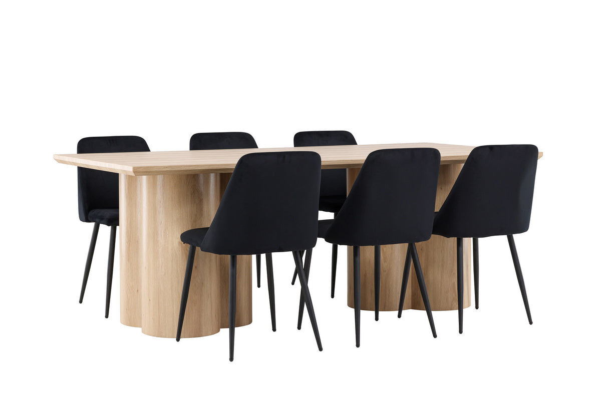 Olivia Esstisch mit Night Stühlen in Schwarz präsentiert im Onlineshop von KAQTU Design AG. Esszimmerset ist von Venture Home