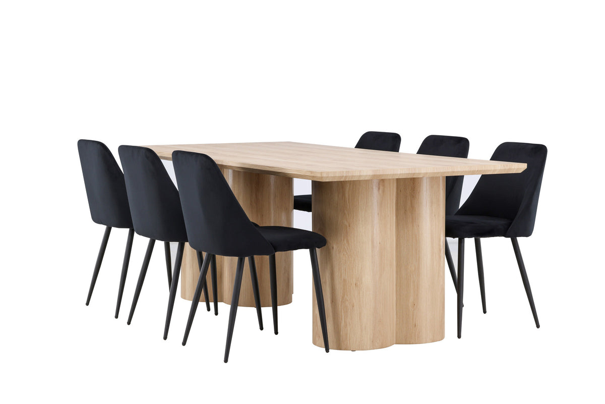 Olivia Esstisch mit Night Stühlen in Schwarz präsentiert im Onlineshop von KAQTU Design AG. Esszimmerset ist von Venture Home