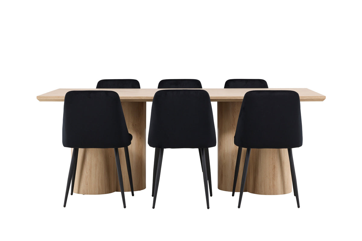 Olivia Esstisch mit Night Stühlen in Schwarz präsentiert im Onlineshop von KAQTU Design AG. Esszimmerset ist von Venture Home