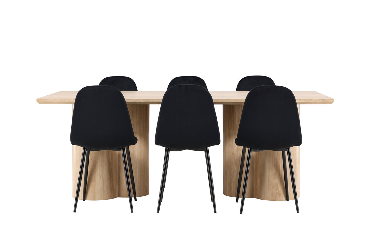 Olivia Esstisch mit Polar Stühlen in Schwarz präsentiert im Onlineshop von KAQTU Design AG. Esszimmerset ist von Venture Home