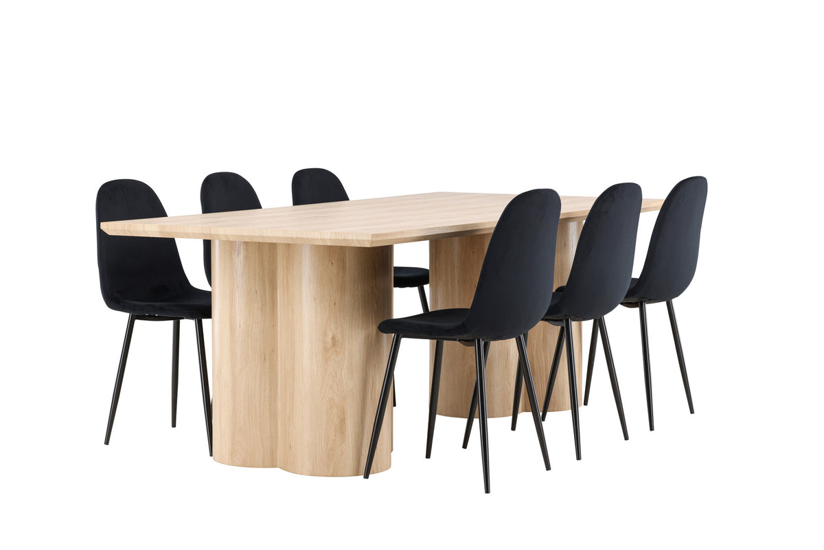 Olivia Esstisch mit Polar Stühlen in Schwarz präsentiert im Onlineshop von KAQTU Design AG. Esszimmerset ist von Venture Home