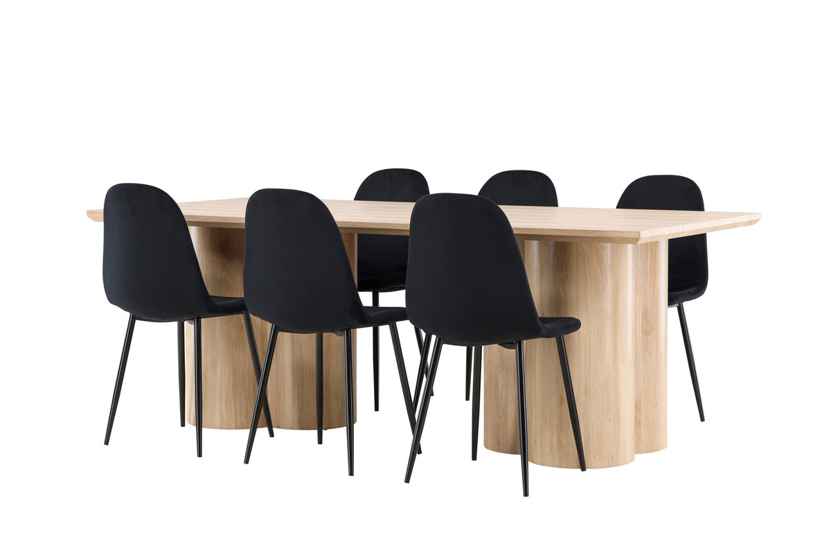 Olivia Esstisch mit Polar Stühlen in Schwarz präsentiert im Onlineshop von KAQTU Design AG. Esszimmerset ist von Venture Home