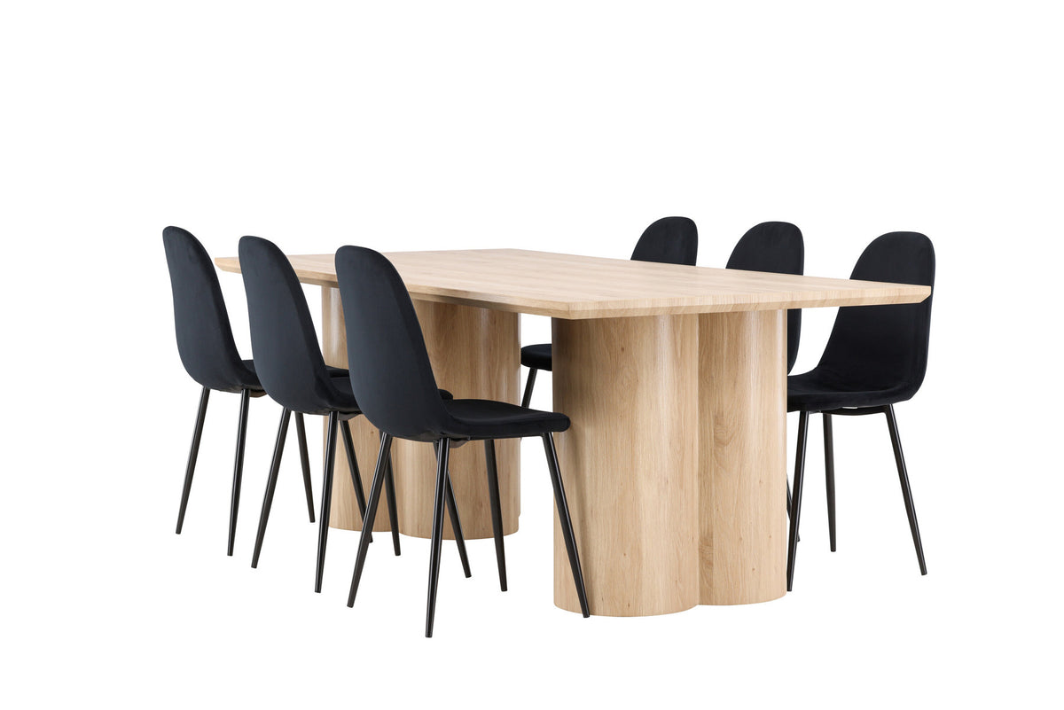 Olivia Esstisch mit Polar Stühlen in Schwarz präsentiert im Onlineshop von KAQTU Design AG. Esszimmerset ist von Venture Home