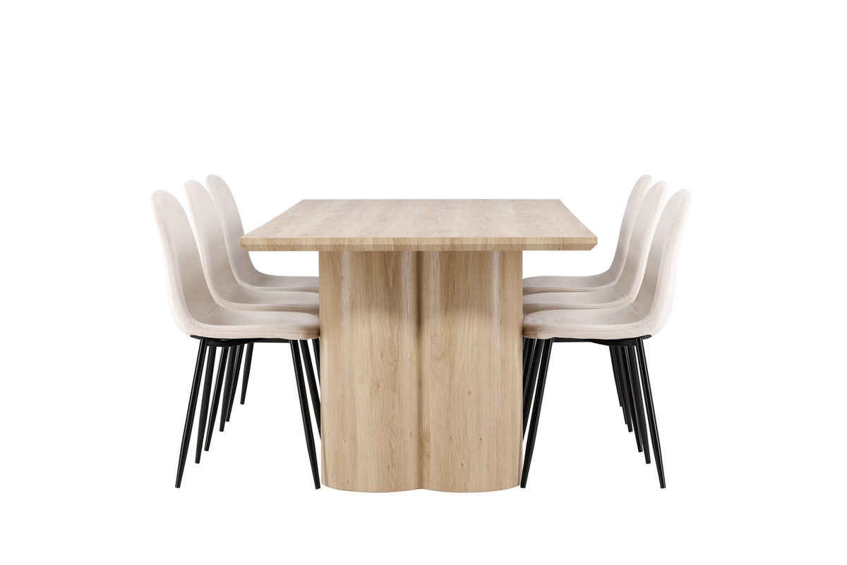 Olivia Esstisch mit Polar Stühlen in Beige präsentiert im Onlineshop von KAQTU Design AG. Esszimmerset ist von Venture Home