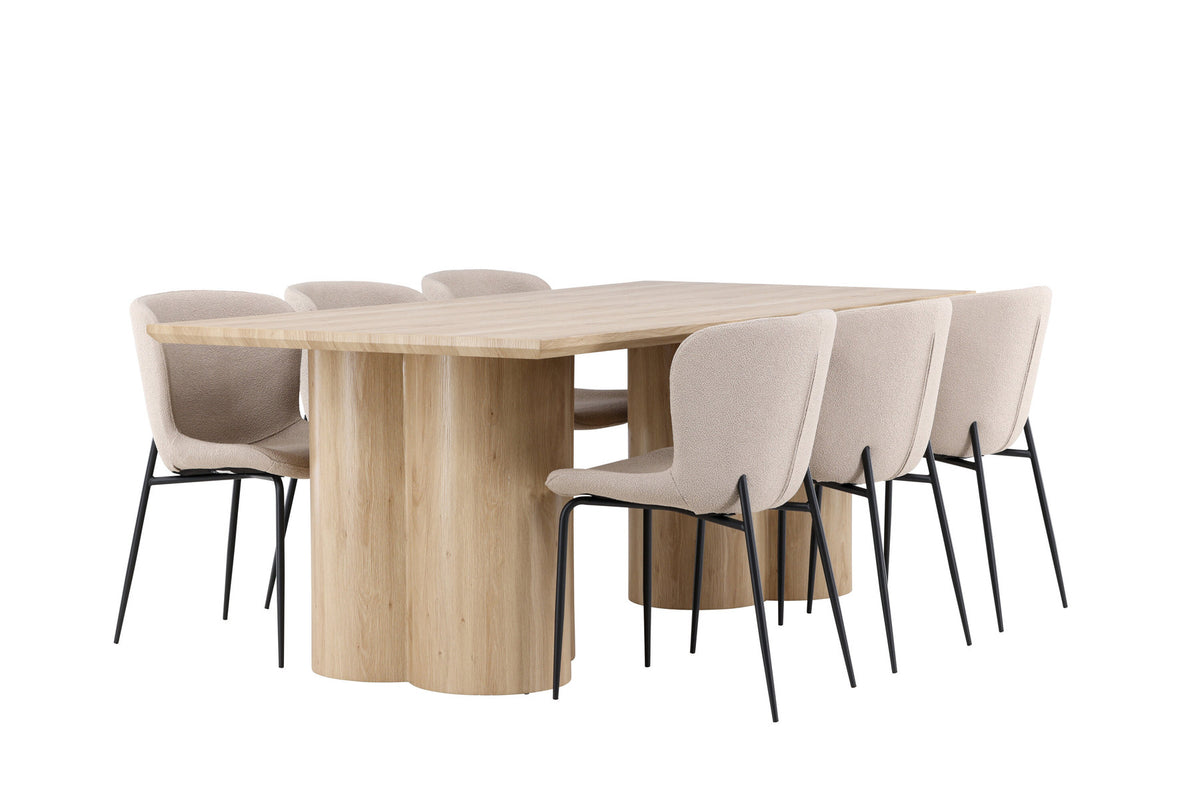 Olivia Esstisch mit Modesto Stühlen in Beige präsentiert im Onlineshop von KAQTU Design AG. Esszimmerset ist von Venture Home