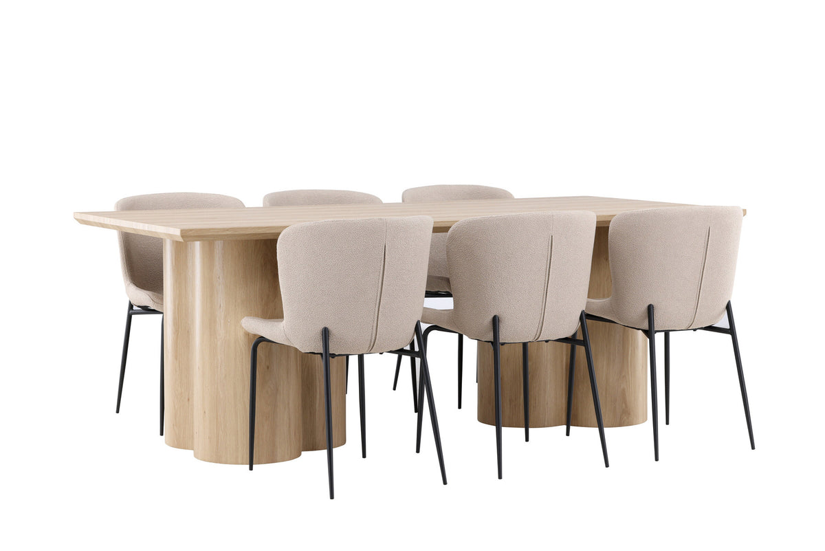 Olivia Esstisch mit Modesto Stühlen in Beige präsentiert im Onlineshop von KAQTU Design AG. Esszimmerset ist von Venture Home