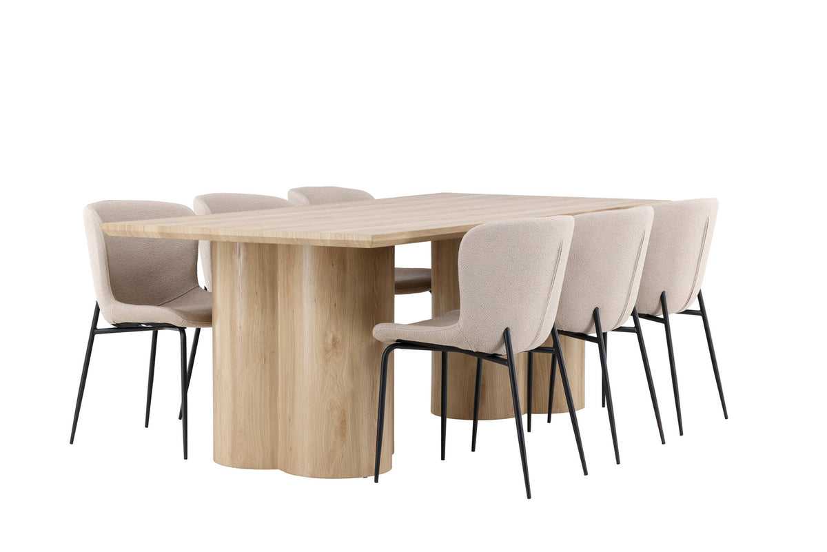 Olivia Esstisch mit Modesto Stühlen in Beige präsentiert im Onlineshop von KAQTU Design AG. Esszimmerset ist von Venture Home