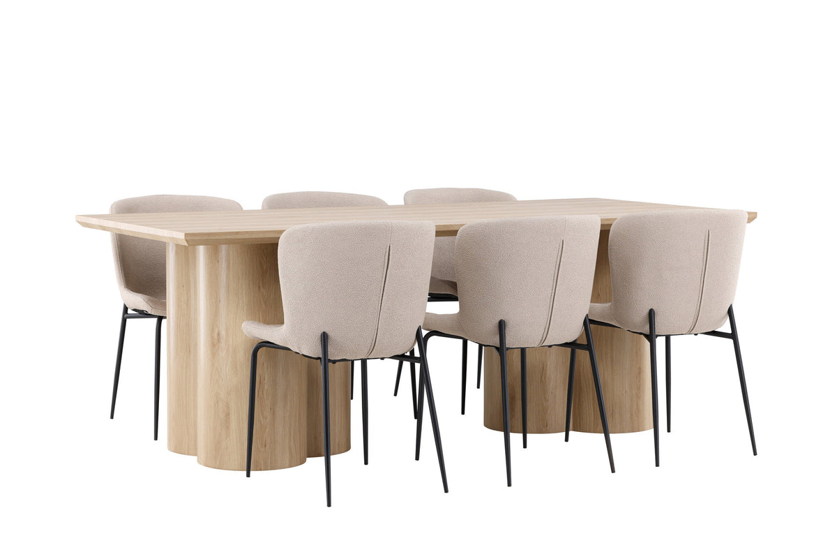 Olivia Esstisch mit Modesto Stühlen in Beige präsentiert im Onlineshop von KAQTU Design AG. Esszimmerset ist von Venture Home