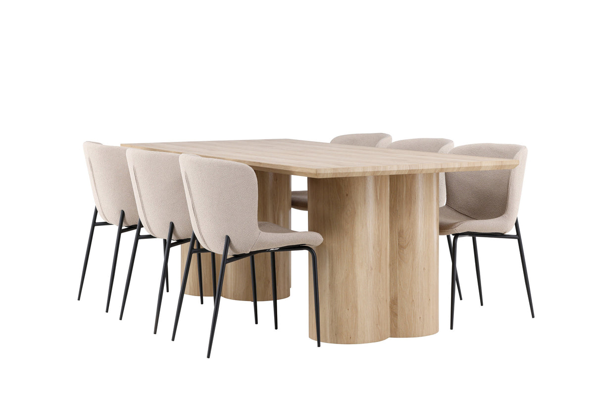 Olivia Esstisch mit Modesto Stühlen in Beige präsentiert im Onlineshop von KAQTU Design AG. Esszimmerset ist von Venture Home
