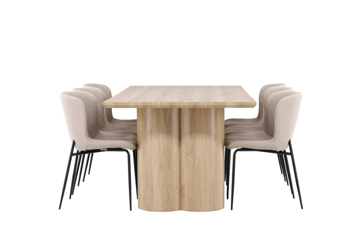 Olivia Esstisch mit Modesto Stühlen in Beige präsentiert im Onlineshop von KAQTU Design AG. Esszimmerset ist von Venture Home