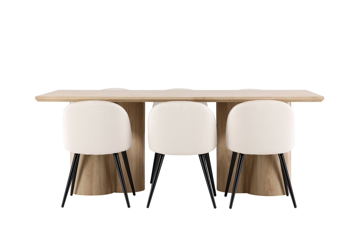 Olivia Esstisch mit Velvet Stühlen in Beige präsentiert im Onlineshop von KAQTU Design AG. Esszimmerset ist von Venture Home