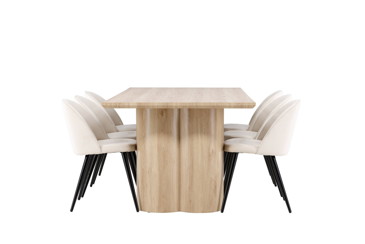 Olivia Esstisch mit Velvet Stühlen in Beige präsentiert im Onlineshop von KAQTU Design AG. Esszimmerset ist von Venture Home