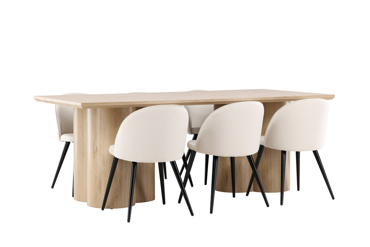 Olivia Esstisch mit Velvet Stühlen in Beige präsentiert im Onlineshop von KAQTU Design AG. Esszimmerset ist von Venture Home