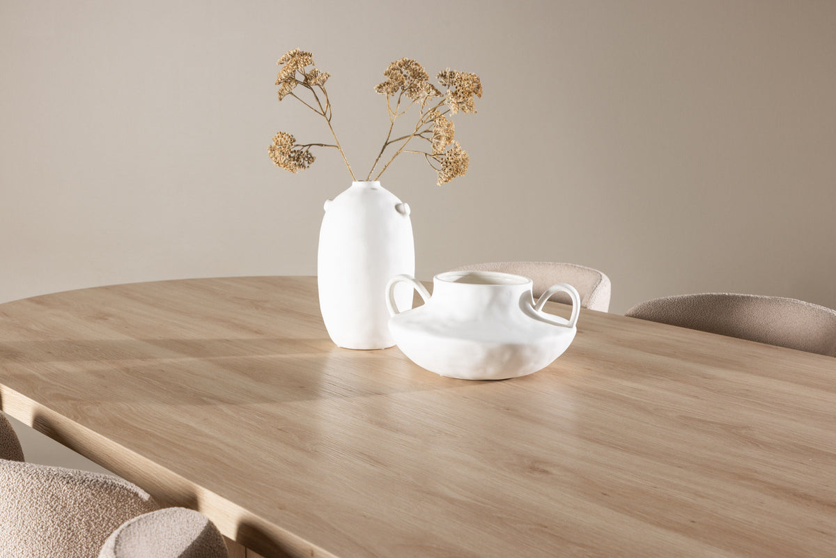 Bootcut Esstisch mit Modesto Stühlen in Beige präsentiert im Onlineshop von KAQTU Design AG. Esszimmerset ist von Venture Home