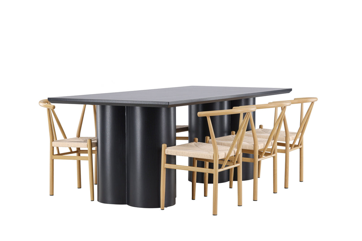 Olivia Esstisch mit Stühlen Alfons in Beige präsentiert im Onlineshop von KAQTU Design AG. Esszimmerset ist von Venture Home