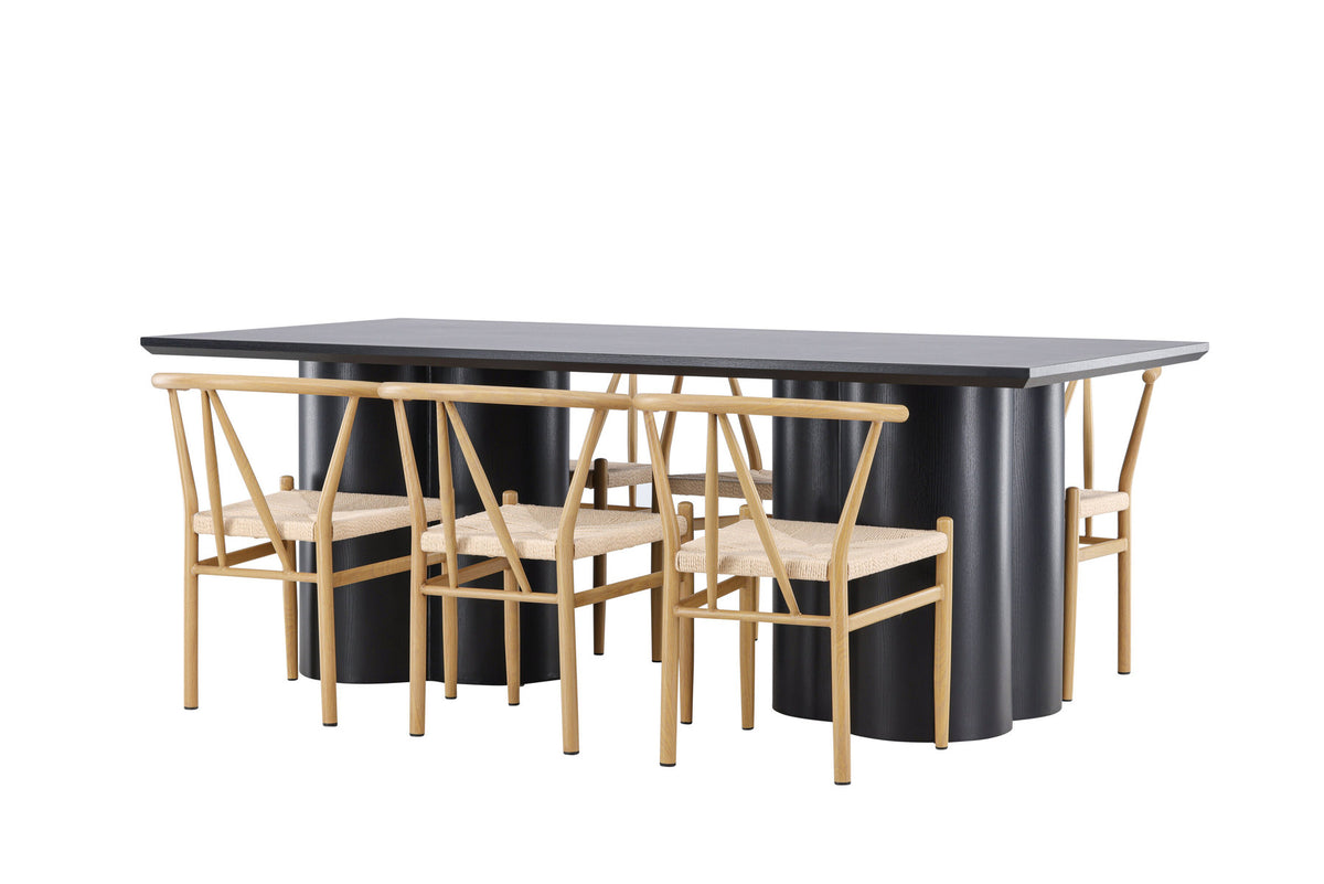 Olivia Esstisch mit Stühlen Alfons in Beige präsentiert im Onlineshop von KAQTU Design AG. Esszimmerset ist von Venture Home
