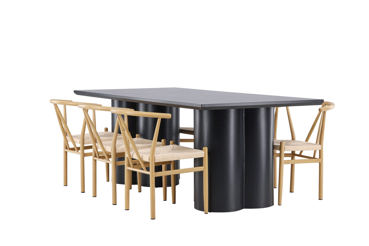Olivia Esstisch mit Stühlen Alfons in Beige präsentiert im Onlineshop von KAQTU Design AG. Esszimmerset ist von Venture Home