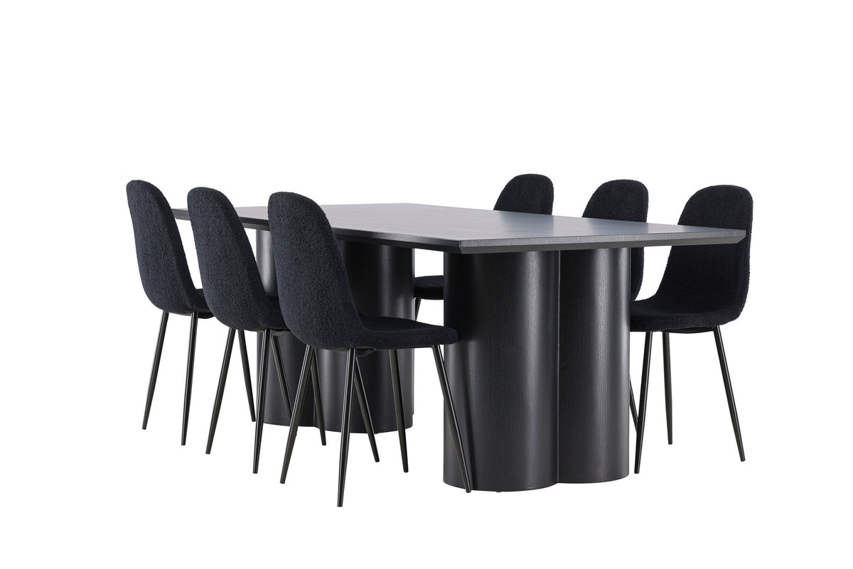 Olivia Esstisch mit Polar Stühlen in Schwarz präsentiert im Onlineshop von KAQTU Design AG. Esszimmerset ist von Venture Home