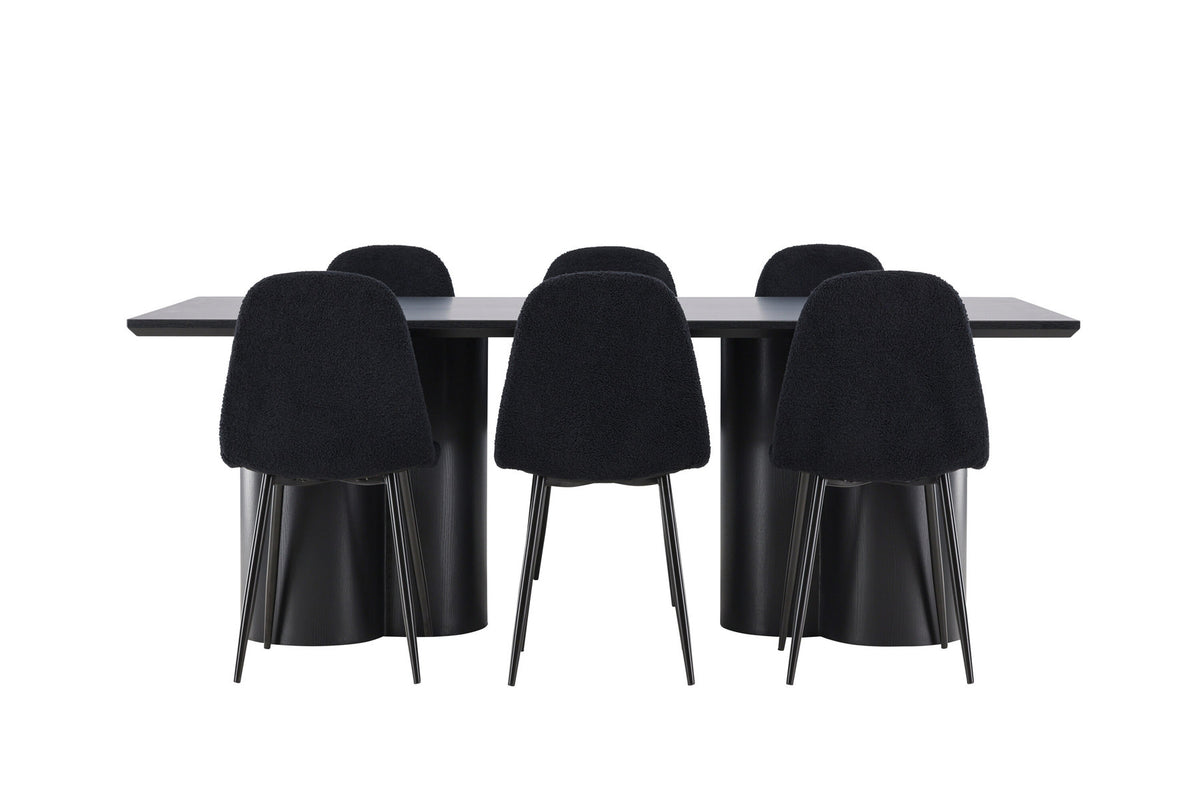 Olivia Esstisch mit Polar Stühlen in Schwarz präsentiert im Onlineshop von KAQTU Design AG. Esszimmerset ist von Venture Home