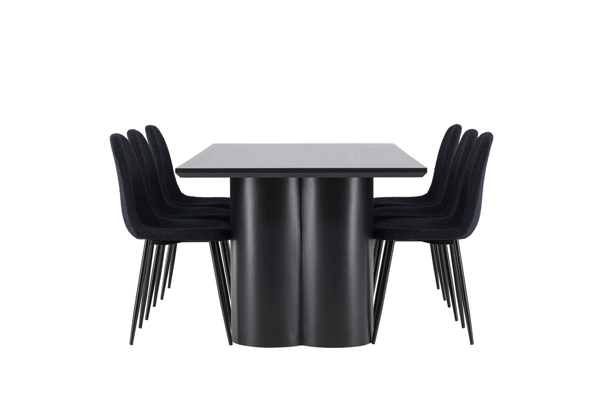 Olivia Esstisch mit Polar Stühlen in Schwarz präsentiert im Onlineshop von KAQTU Design AG. Esszimmerset ist von Venture Home