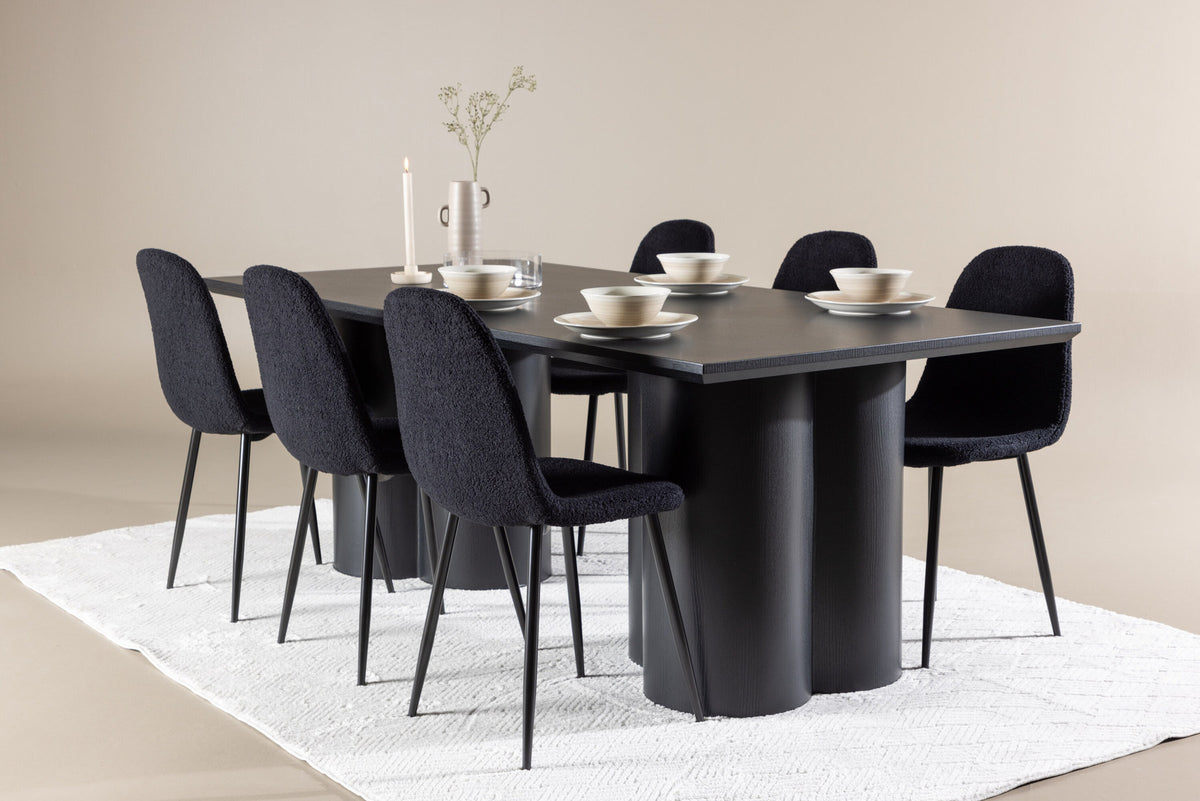 Olivia Esstisch mit Polar Stühlen in Schwarz präsentiert im Onlineshop von KAQTU Design AG. Esszimmerset ist von Venture Home