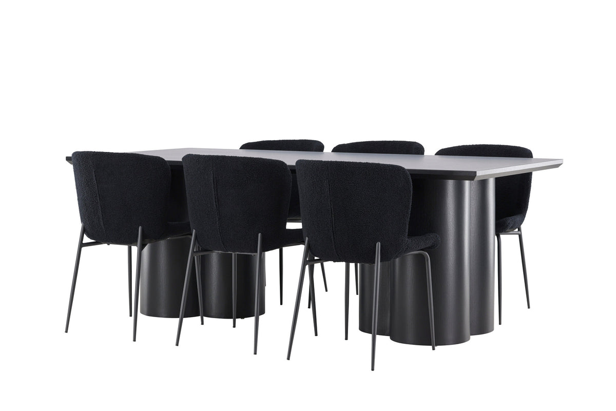Olivia Esstisch mit Modesto Stühlen in Schwarz präsentiert im Onlineshop von KAQTU Design AG. Esszimmerset ist von Venture Home