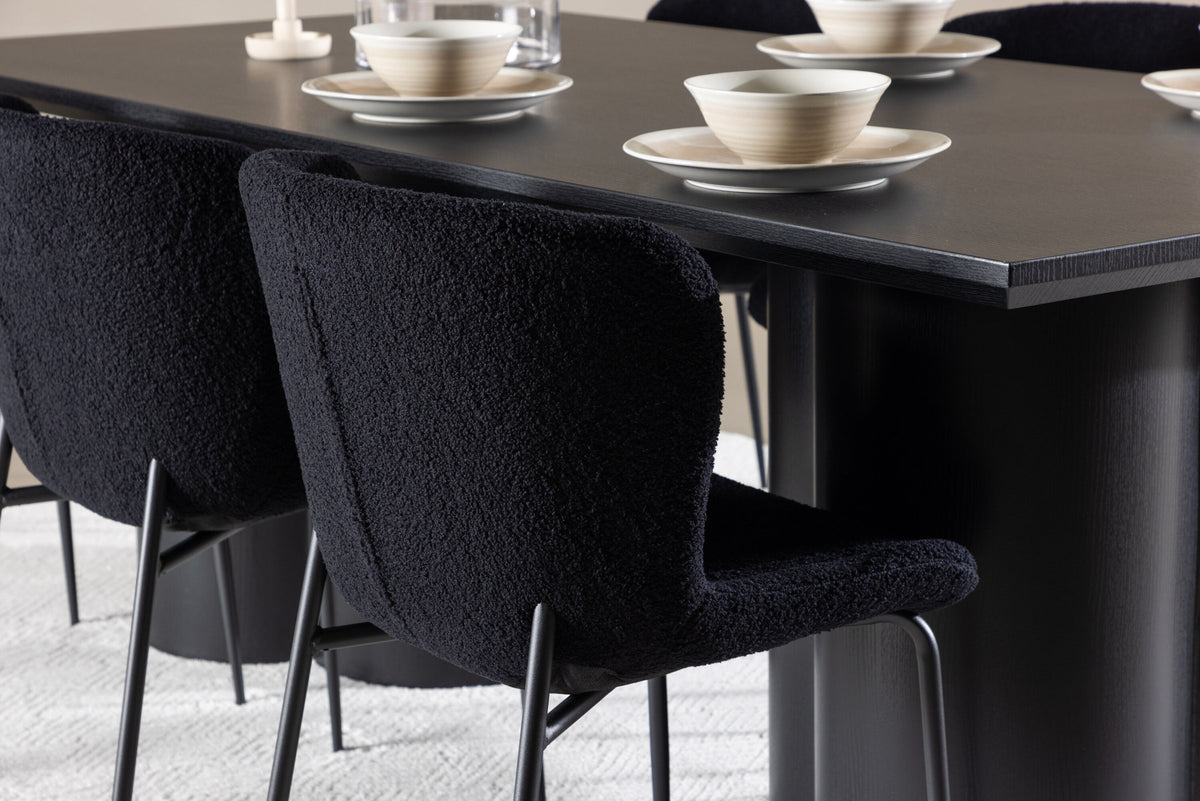 Olivia Esstisch mit Modesto Stühlen in Schwarz präsentiert im Onlineshop von KAQTU Design AG. Esszimmerset ist von Venture Home