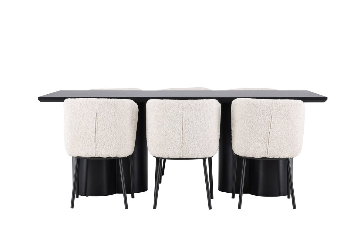Olivia Esstisch mit Agnes Stühlen in Weiss präsentiert im Onlineshop von KAQTU Design AG. Esszimmerset ist von Venture Home