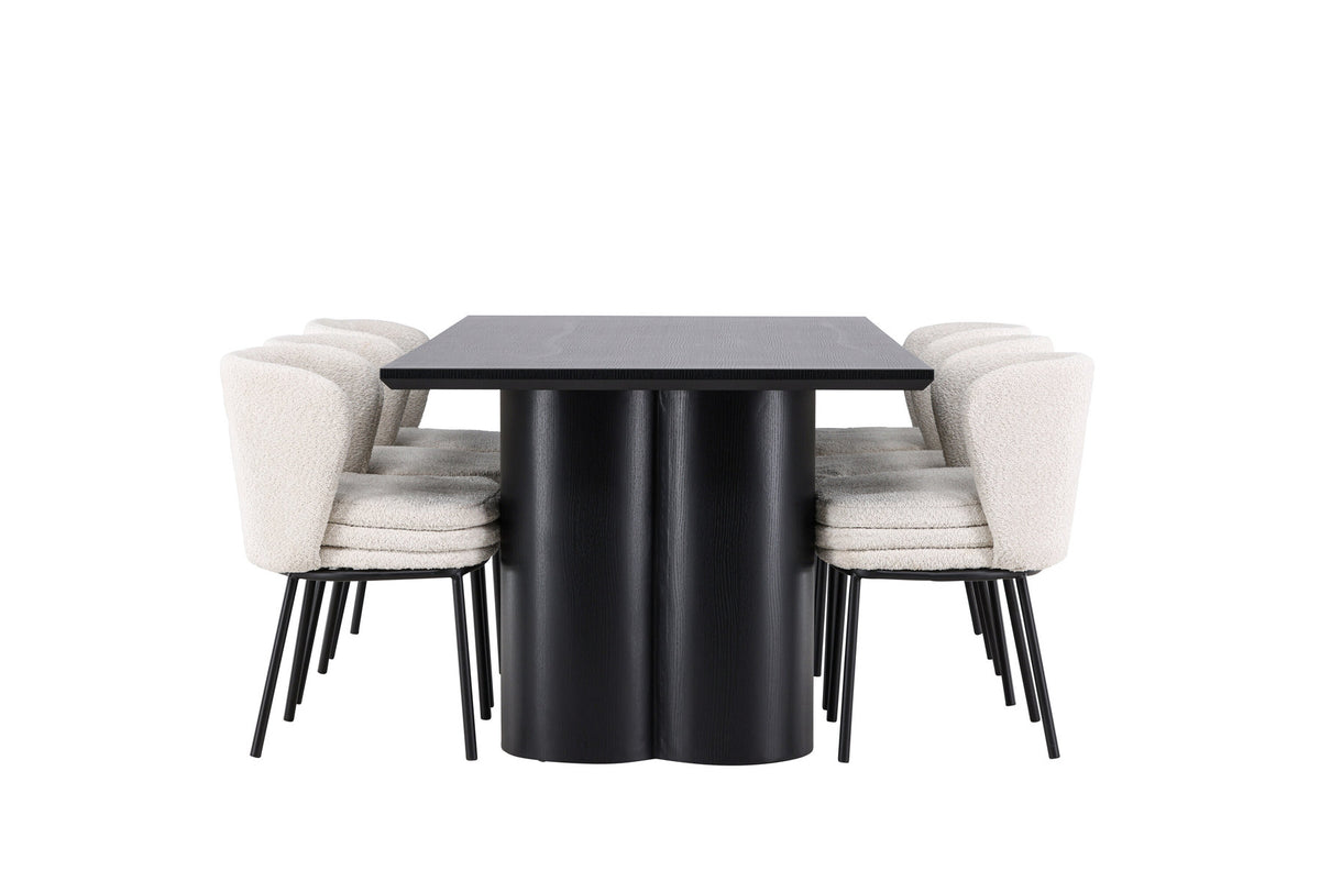 Olivia Esstisch mit Agnes Stühlen in Weiss präsentiert im Onlineshop von KAQTU Design AG. Esszimmerset ist von Venture Home