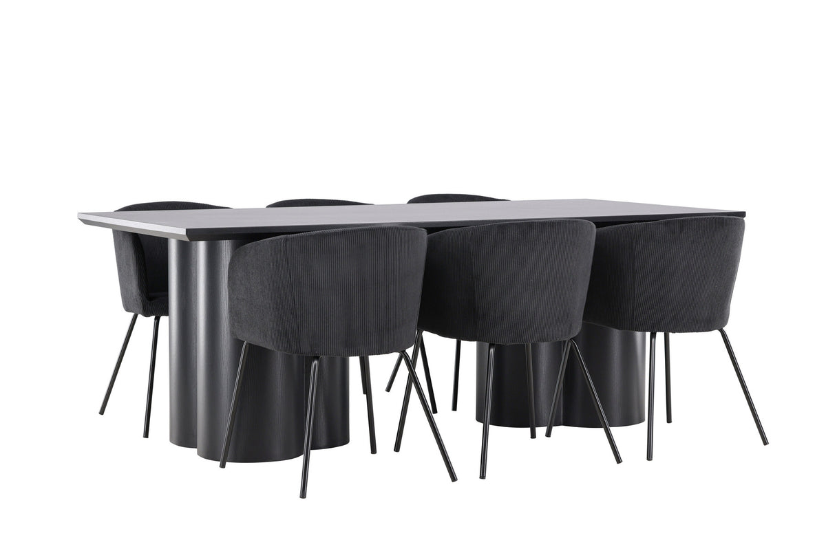 Olivia Esstisch mit Stühlen von Berit in Schwarz präsentiert im Onlineshop von KAQTU Design AG. Esszimmerset ist von Venture Home