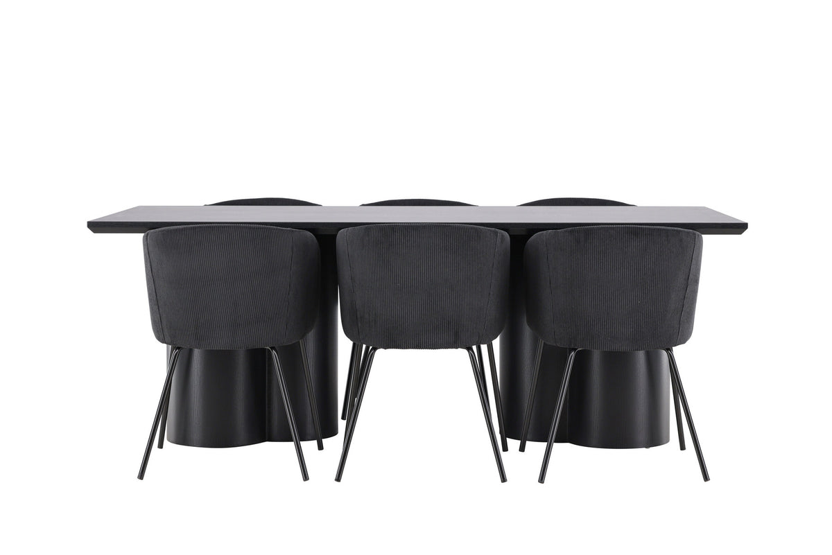 Olivia Esstisch mit Stühlen von Berit in Schwarz präsentiert im Onlineshop von KAQTU Design AG. Esszimmerset ist von Venture Home